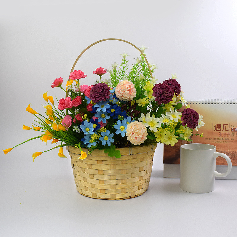 竹編田園風花籃 文藝花束的包裝與陳列藝術